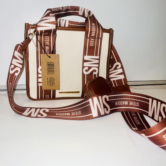 New Cream Brown Steve Madden Mini Tote Purse Crossbody Bag Viral TikTok Bwebber - Picture 5 of 6